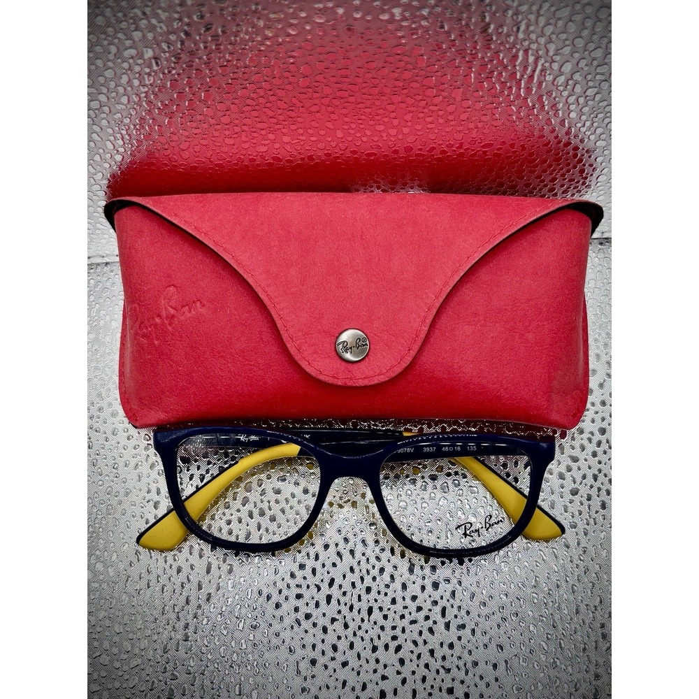 Ray-Ban Kids Eyeglasses Frames RB1631 3937 DARK BLUE ON RUBBER YELLOW 46-16-130